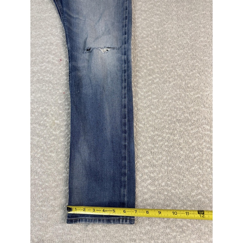 Diesel Krayver Jeans Mens 32 Blue Regular Slim Carrot Distressed Ripped Denim - Picture 10 of 13